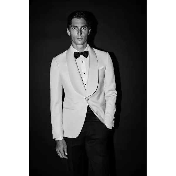 Luigi Bianchi Mantova Flirt - Abito smoking sciallato bianco per uomo | 