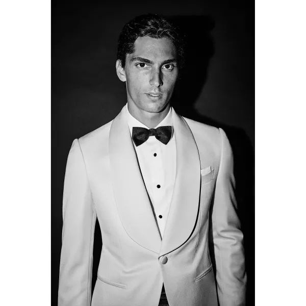 Luigi Bianchi Mantova Flirt - Abito smoking sciallato bianco per uomo |  2