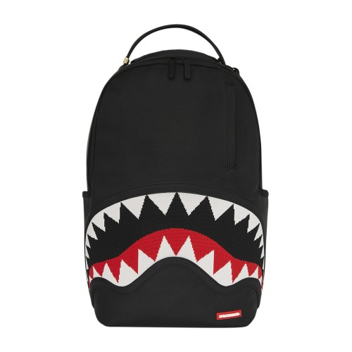 Sprayground - Zaino nero Fly knit mount dlx-satin in ecopelle e logo in tessuto