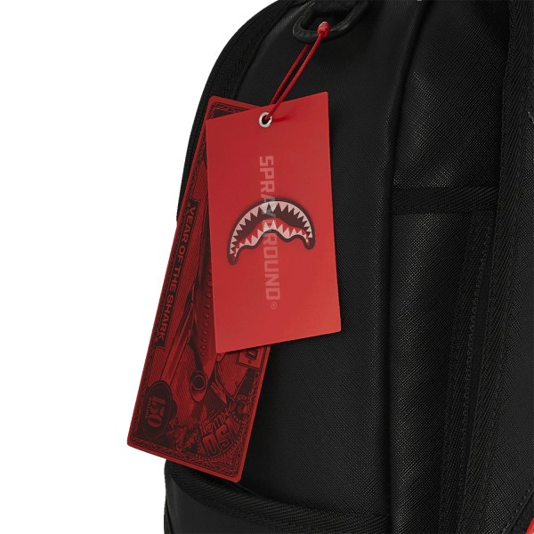 Sprayground - Zaino nero Fly knit mount dlx-satin in ecopelle e logo in tessuto