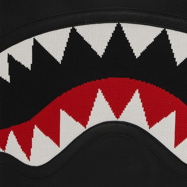 Sprayground - Zaino nero Fly knit mount dlx-satin in ecopelle e logo in tessuto