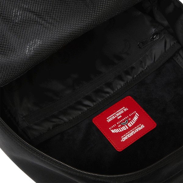 Sprayground - Zaino nero Fly knit mount dlx-satin in ecopelle e logo in tessuto