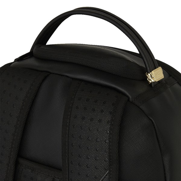 Sprayground - Zaino nero Fly knit mount dlx-satin in ecopelle e logo in tessuto