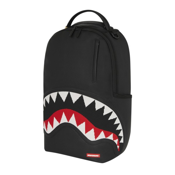 Sprayground - Zaino nero Fly knit mount dlx-satin in ecopelle e logo in tessuto