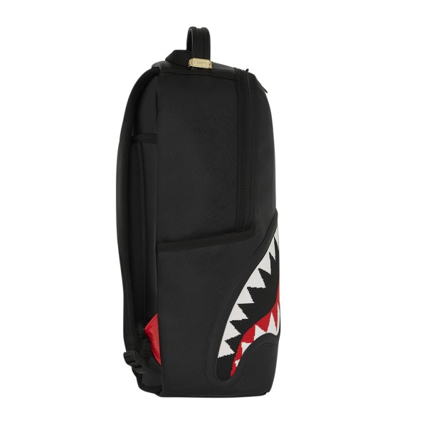 Sprayground - Zaino nero Fly knit mount dlx-satin in ecopelle e logo in tessuto