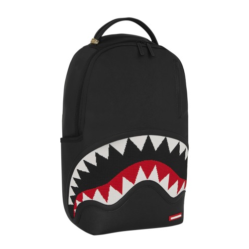 Sprayground - Zaino nero Fly knit mount dlx-satin in ecopelle e logo in tessuto 2