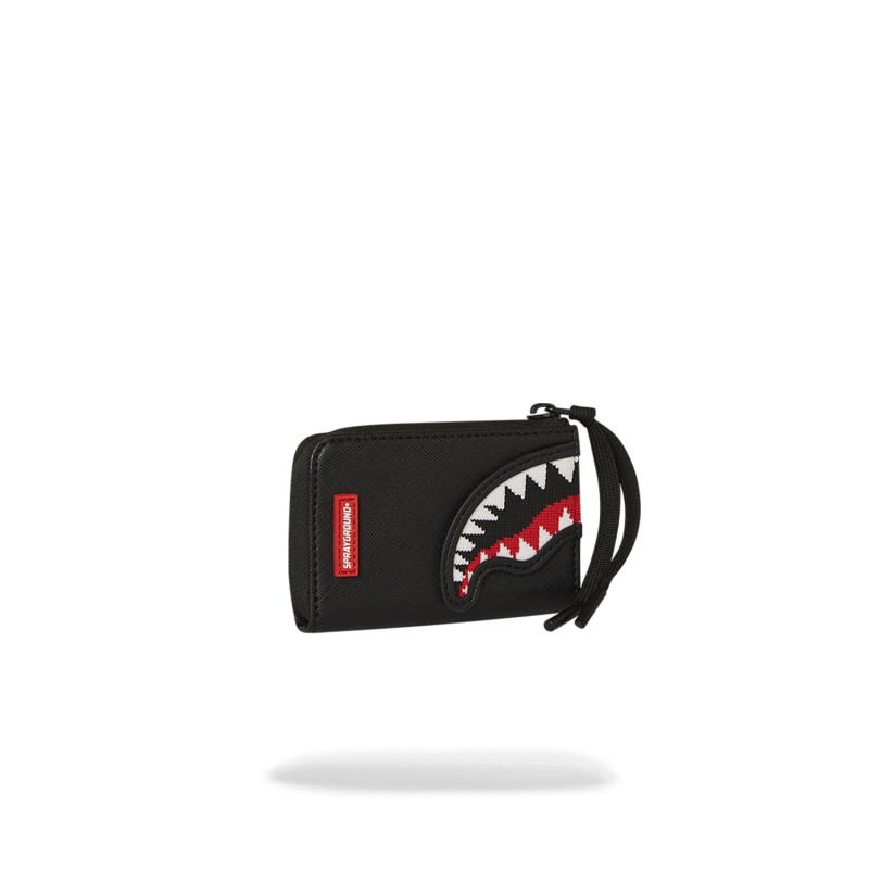 Sprayground - Portafoglio nero Fly knit mouth con patch logo per uomo |