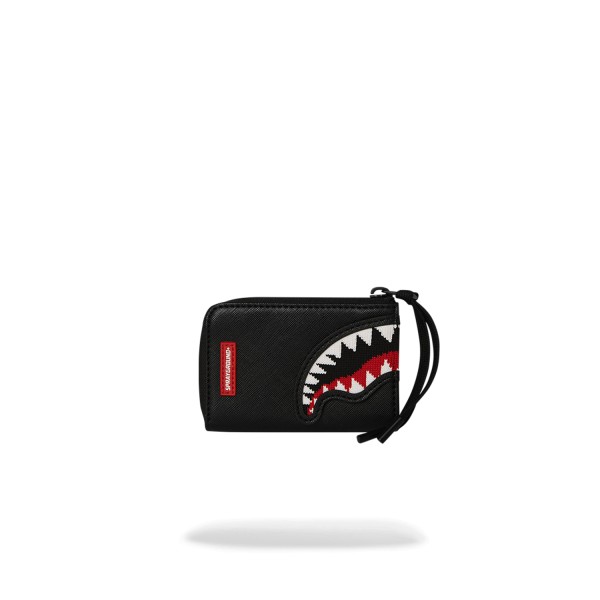 Sprayground - Portafoglio nero Fly knit mouth con patch logo per uomo |