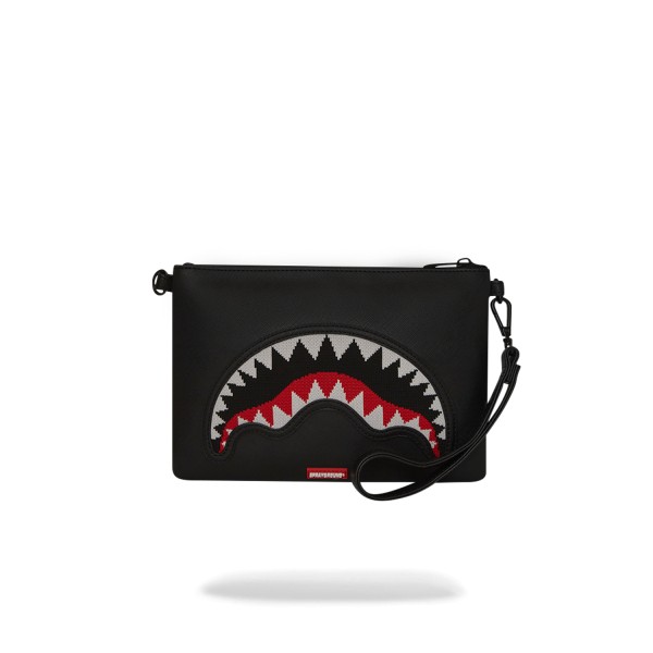 Sprayground - Pochette nera Fly knit mouth in ecopelle per uomo | b8028nsz nero