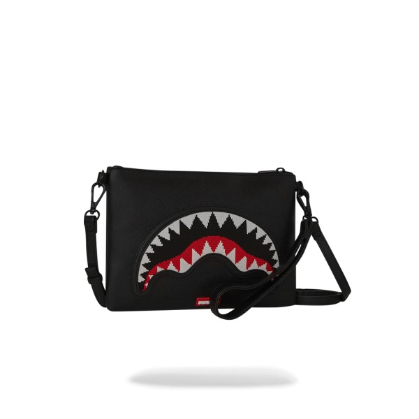 Sprayground - Pochette nera Fly knit mouth in ecopelle per uomo | b8028nsz nero