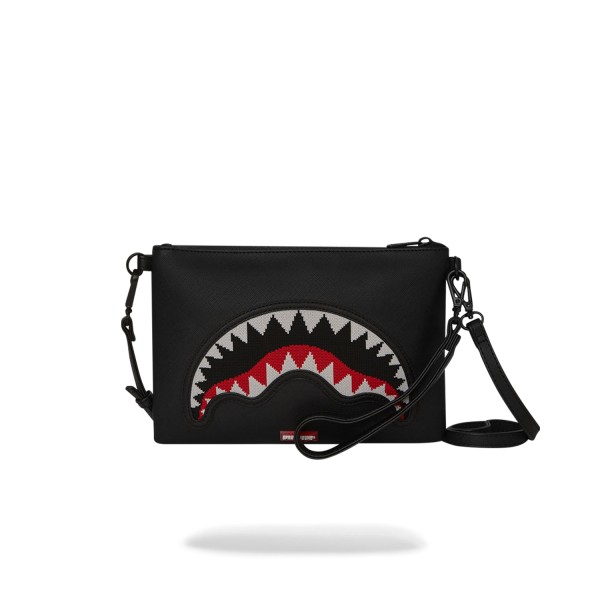 Sprayground - Pochette nera Fly knit mouth in ecopelle per uomo | b8028nsz nero