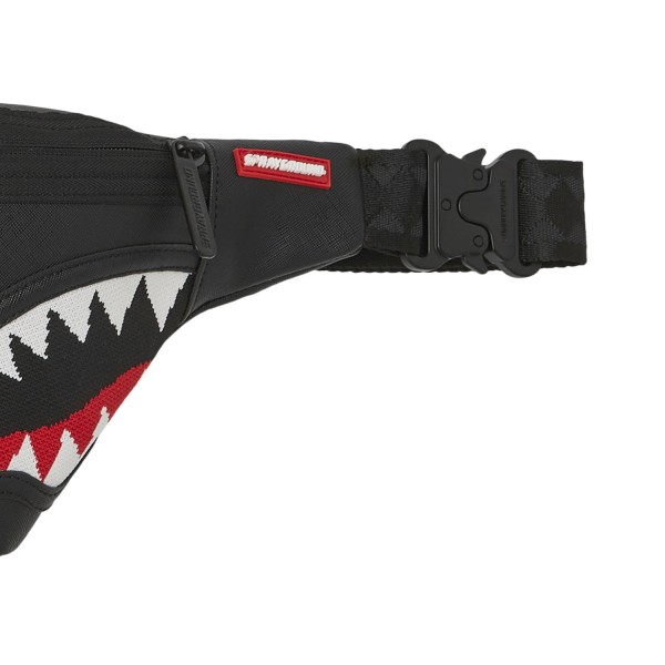 Sprayground - Marsupio nero Fly knit mouth savvy con patch logo in tessuto per