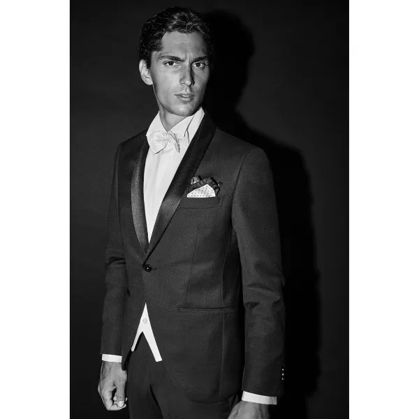 Luigi Bianchi Mantova Flirt - Abito smoking rever sciallato armaturato nero per