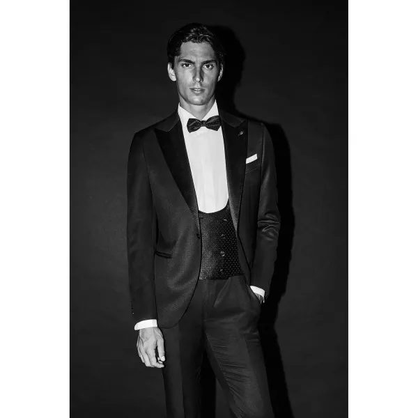 Luigi Bianchi Mantova Flirt - Abito smoking rever a lancia nero per uomo | 