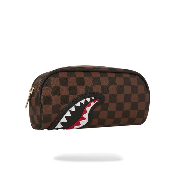 Sprayground - Astuccio marrone Sawtooth in paris pouch fantasia check per uomo