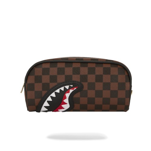 Sprayground - Astuccio marrone Sawtooth in paris pouch fantasia check per uomo