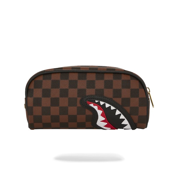 Sprayground - Astuccio marrone Sawtooth in paris pouch fantasia check per uomo
