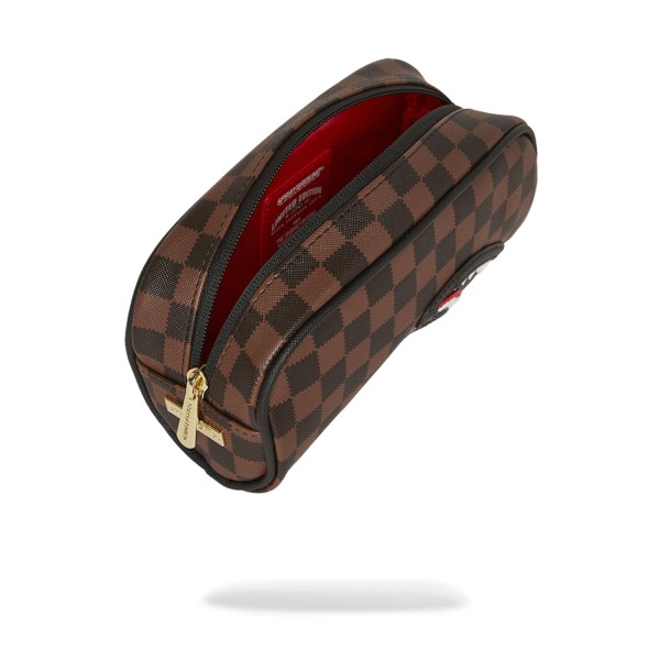 Sprayground - Astuccio marrone Sawtooth in paris pouch fantasia check per uomo