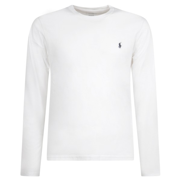 Polo Ralph Lauren - T-shirt manica lunga bianca con logo ricamato sul petto per