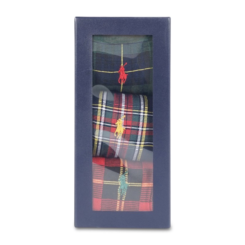 Polo Ralph Lauren - Set di 3 paia di calze multicolore a fantasia tartan per