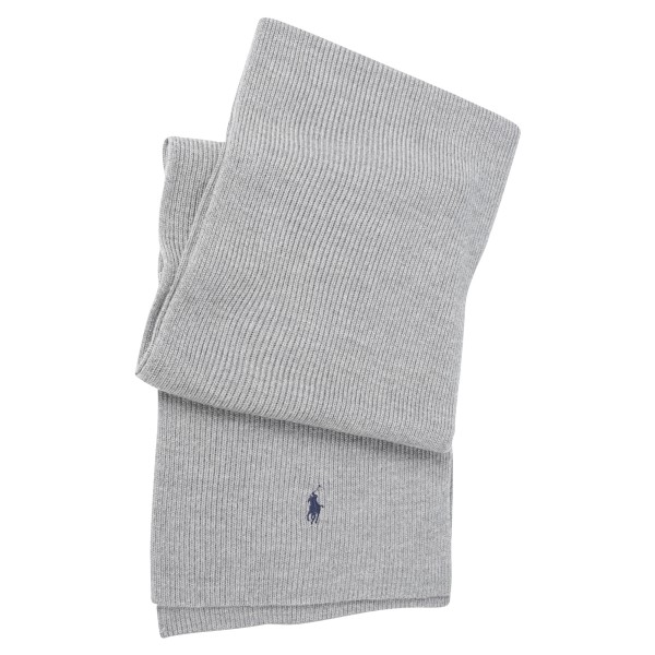 Polo Ralph Lauren - Sciarpa grigia in lana merino con lavorazione a coste per