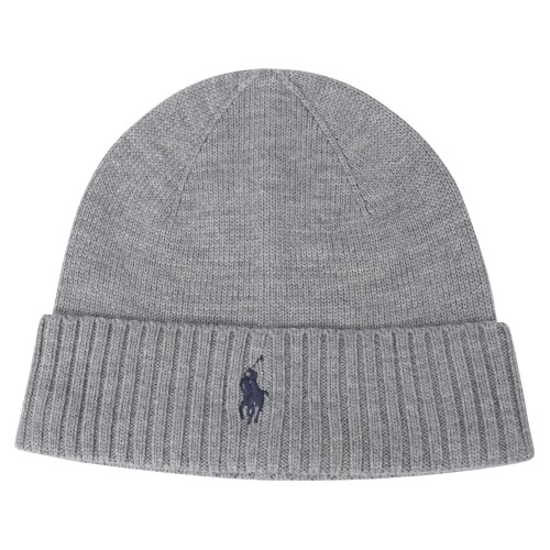Polo Ralph Lauren - Cappello grigio in lana merino con logo ricamato sul fronte