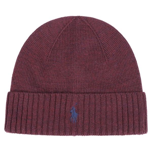 Polo Ralph Lauren - Cappello bordeaux in lana merino con logo ricamato sul