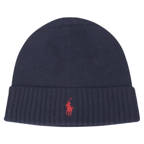 Polo Ralph Lauren - Cappello blu in lana merino con logo ricamato sul fronte