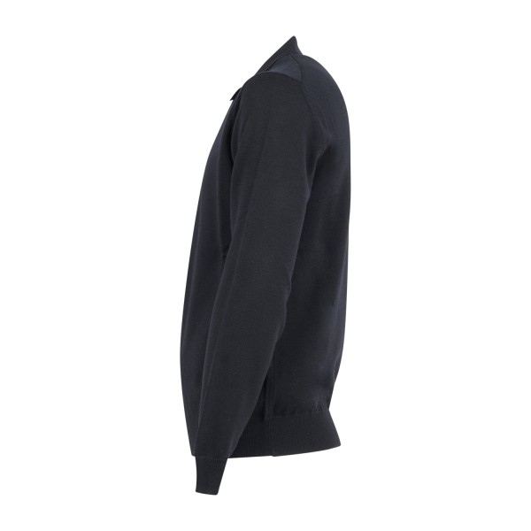 +39 Masq - Polo nera manica lunga in lana merino extrafine per uomo |