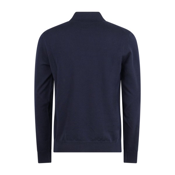 +39 Masq - Polo blu manica lunga in lana merino extrafine per uomo | m5625-5003