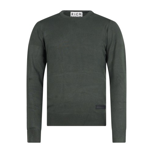 Richmond X - Maglione verde Cuanza manica lunga con patch logo sul fondo per
