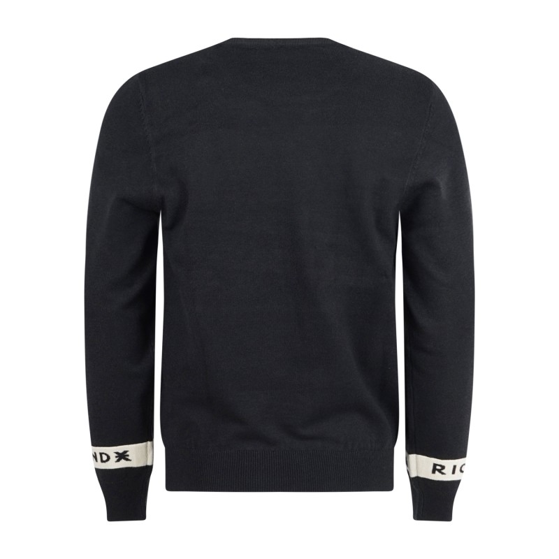 Richmond X - Maglione nero Rofla manica lunga con stampa logo sul fondo manica