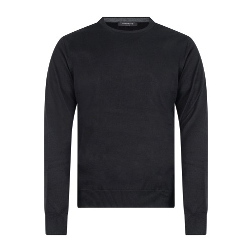 Hamaki-Ho - Maglione nero girocollo con ricamo logo sullo sfondo per uomo |