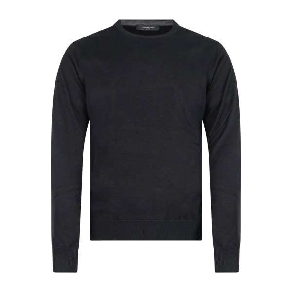 Hamaki-Ho - Maglione nero girocollo con ricamo logo sullo sfondo per uomo |