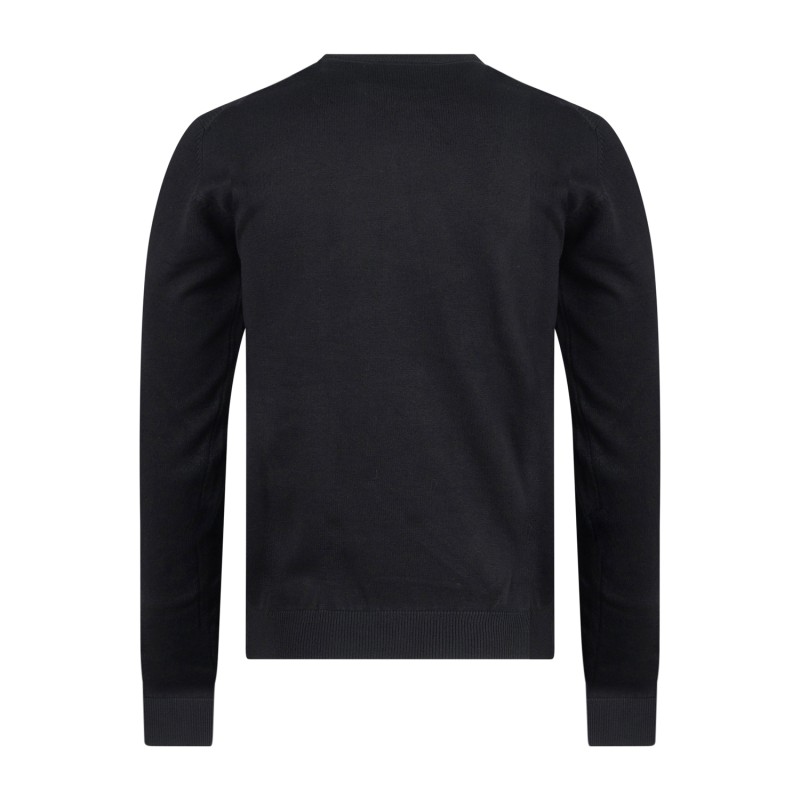Hamaki-Ho - Maglione nero girocollo con ricamo logo sullo sfondo per uomo |