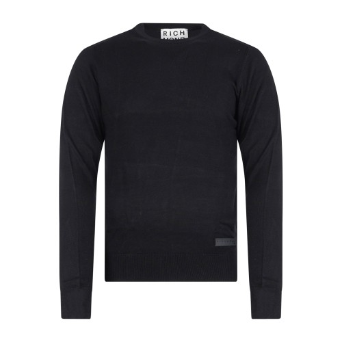 Richmond X - Maglione nero Cuanza manica lunga con patch logo sul fondo per