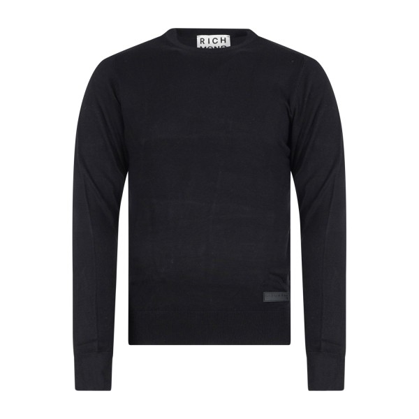 Richmond X - Maglione nero Cuanza manica lunga con patch logo sul fondo per
