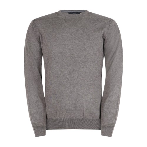 Hamaki-Ho - Maglione marrone girocollo con ricamo logo sullo sfondo per uomo |