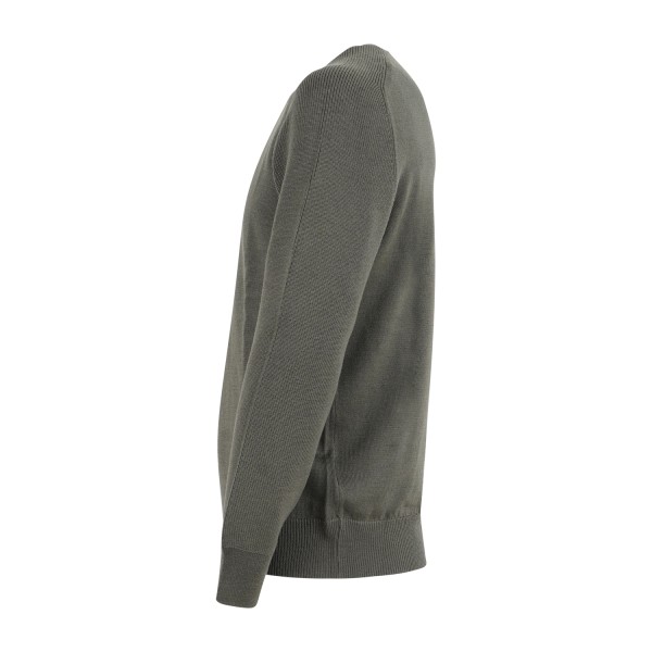 Gran Sasso - Maglione girocollo verde in lana vergine idrorepellente con