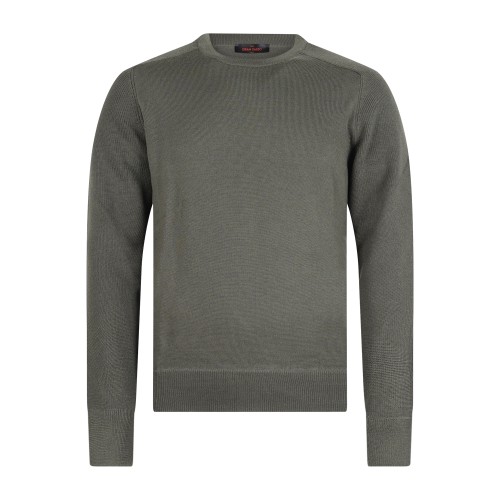 Gran Sasso - Maglione girocollo verde in lana vergine idrorepellente con