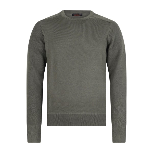 Gran Sasso - Maglione girocollo verde in lana vergine idrorepellente con
