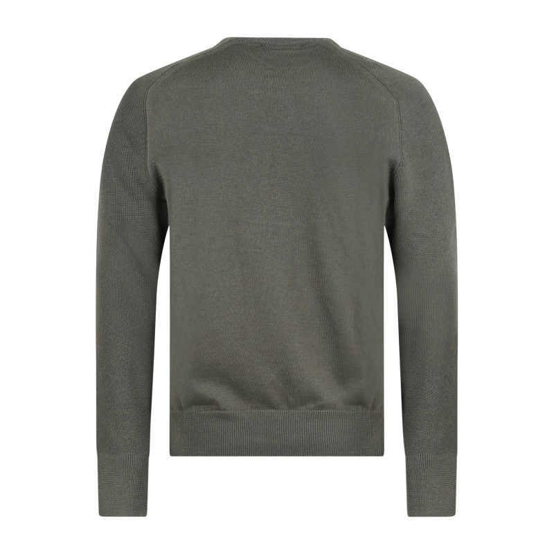 Gran Sasso - Maglione girocollo verde in lana vergine idrorepellente con