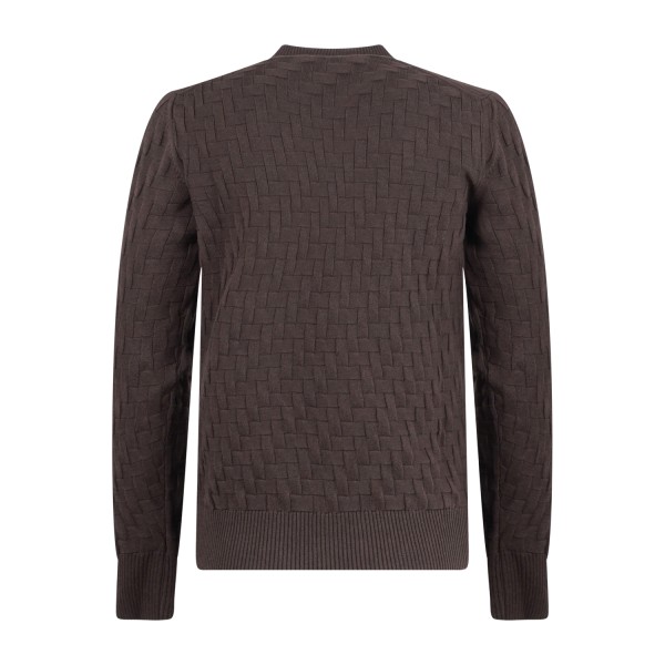 +39 Masq - Maglione girocollo marrone in misto cotone e lana merino con