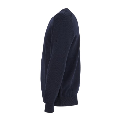 Gran Sasso - Maglione girocollo blu in lana vergine idrorepellente con 2