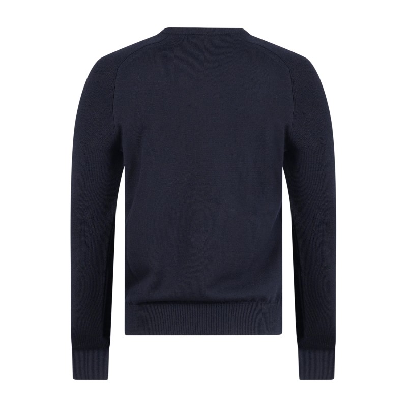 Gran Sasso - Maglione girocollo blu in lana vergine idrorepellente con