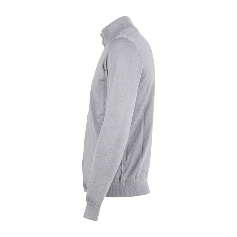 Barbati - Maglione cardigan grigio con bottoni e collo alto per uomo |