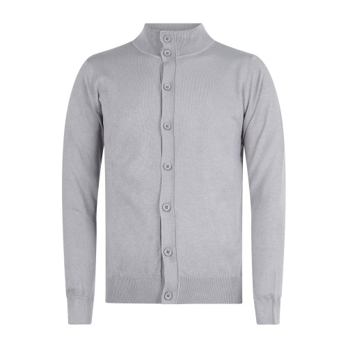 Barbati - Maglione cardigan grigio con bottoni e collo alto per uomo |