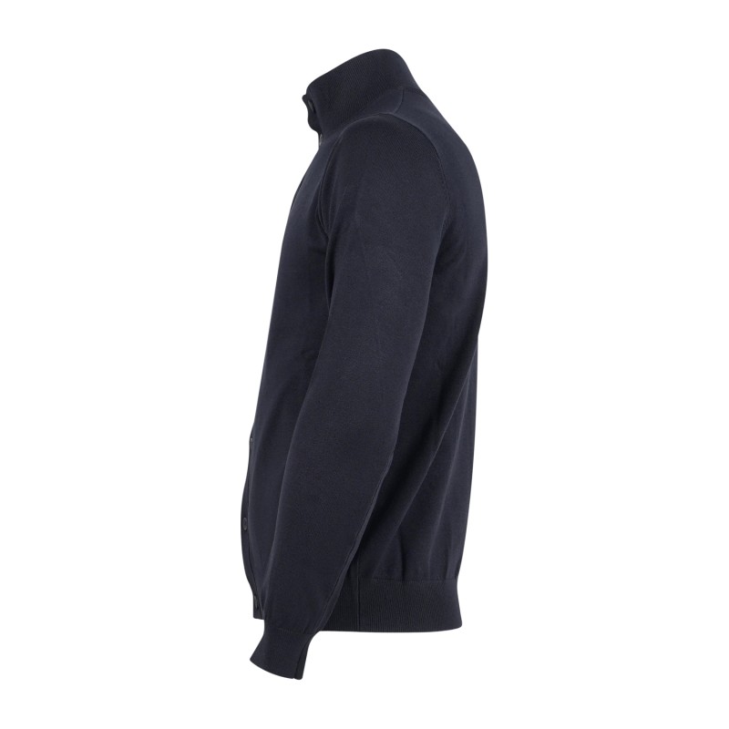 Barbati - Maglione cardigan blu scuro con bottoni e collo alto per uomo |