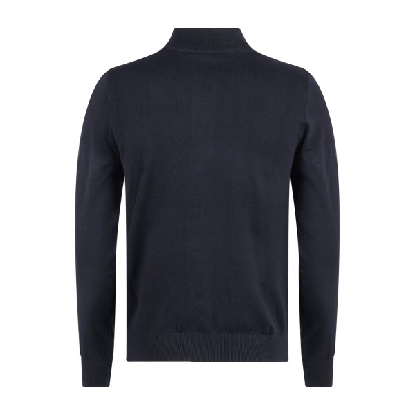 Barbati - Maglione cardigan blu scuro con bottoni e collo alto per uomo |