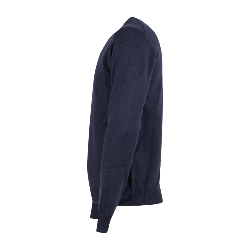 Hamaki-Ho - Maglione blu girocollo con ricamo logo sullo sfondo per uomo |
